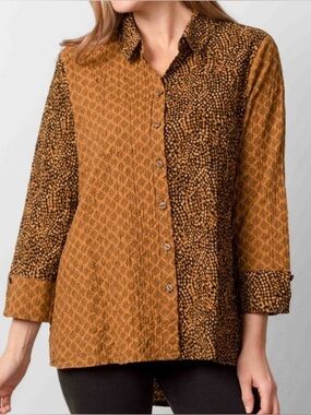 Habitat Spot On Black and Gold Printed Top